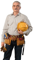 Wall Mural - A friendly male worker wearing a hard helmet