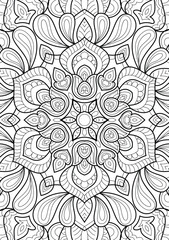  Decorative floral mehndi design style coloring book page illustration hand drawn