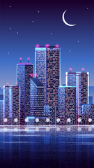 Wall Mural - Colorful vertical cityscape with skyscrapers
