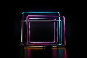 Canvas Print - a neon frame set against a dark background, created with generative ai