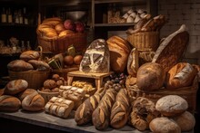 Display Of Variety Of Artisan Breads, Each One Unique And Special In Its Own Way, Created With Generative Ai