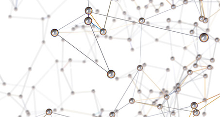 Poster - Motion of digital data flow. Communication and technology network concept with moving lines and dots PNG transparent