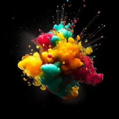 Wall Mural - an abstract illustration of exploding smashed atoms. generative ai.