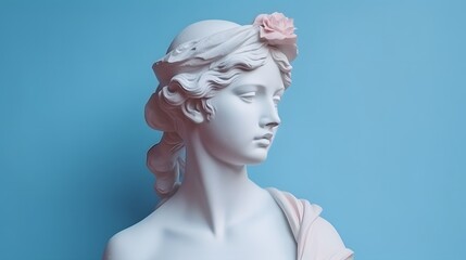 gypsum ancient statue of venus de milo in pastel tone on pastel background. plaster sculpture of a w