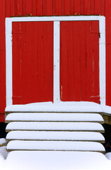 Wall Mural - Traditional wooden houses, rorbuer in the small fishing village of Nusfjord, Lofoten islands, Norway, Europe