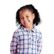 © Khushboo/peopleimages.com - Portrait, smile and girl child isolated on a transparent png background with confidence. Face, kid and happiness of female person from Brazil with fashion, trendy and stylish clothing for beauty.