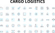 © Nina - Cargo logistics linear icons set. Freight, Shipping, Transport, Supply chain, Warehouse, Distribution, Inventory vector symbols and line concept signs. Logistics,Carrier,Trucking illustration