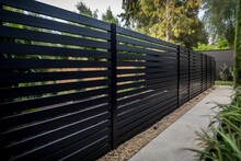 Modern Black Wooden Fence - Yard Fencing - Private Garden