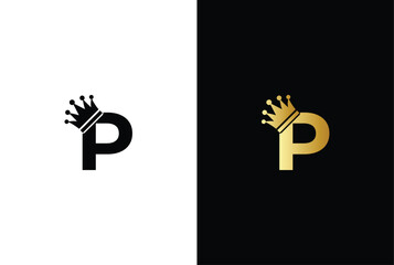 initial letter P crown logo, king royal brand company logo design vector template