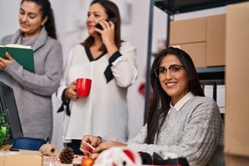 Poster - Three woman ecommerce business workers working at office