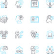 Self-discipline linear icons set. Focus, Commitment, Willpower, Determination, Persistence, Consistency, Motivation line vector and concept signs. Control,Responsibility,Resilience Generative AI