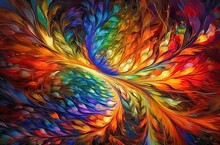 Abstract Fractals Painting: Patterns Cascade And Interweave, Creating A Mesmerizing Visual Rhythm That Invites You To Lose Yourself In Their Intricate Dance. AI-generated