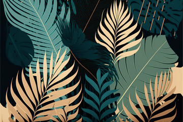  Tropical Leaves: A Texture-rich Background. Generative AI.