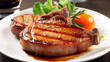 Juicy grilled pork chop fillet steak. Generative AI