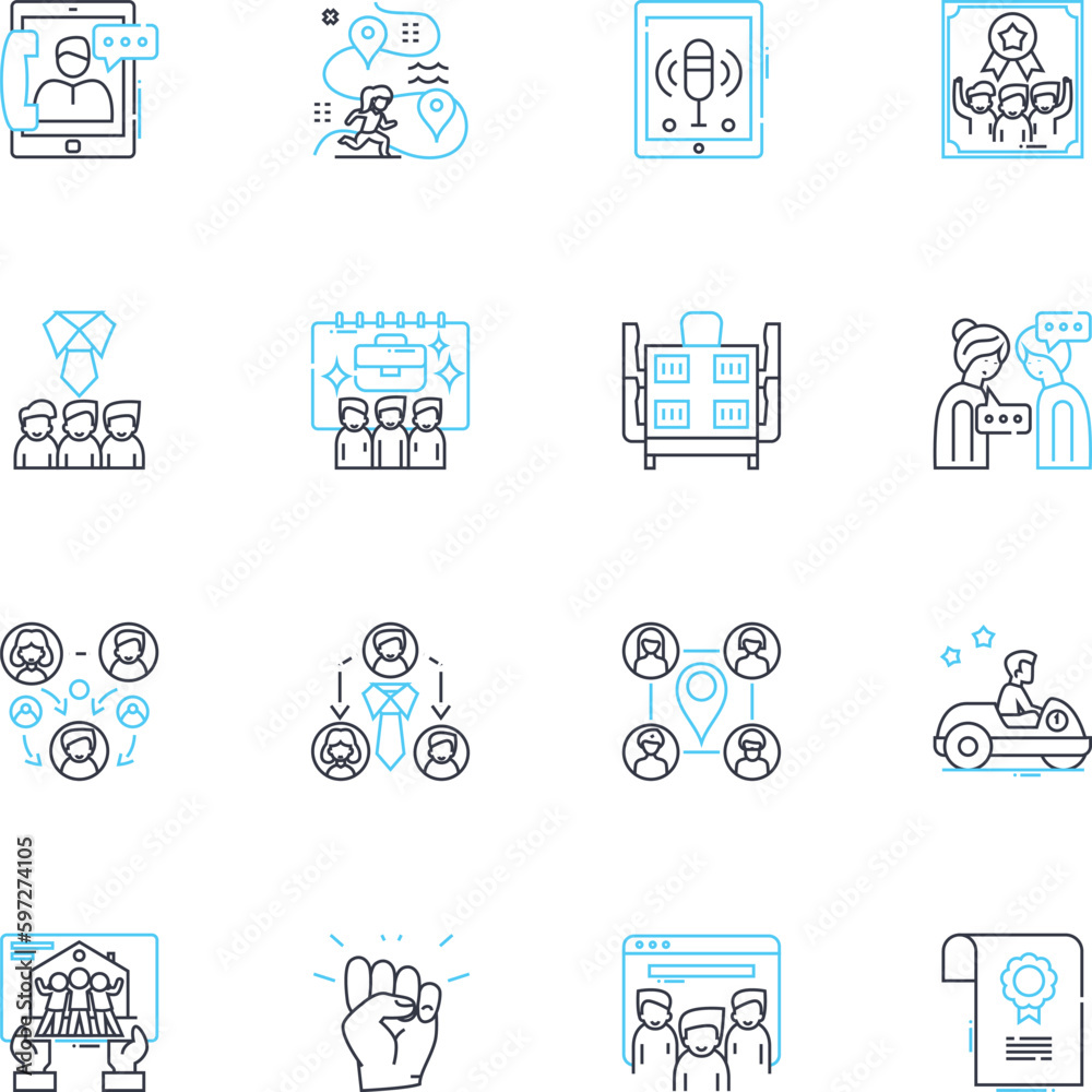 Assembly linear icons set. Manufacturing, Production, Construction ...