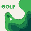 Top view of a golf field paper art style Vector