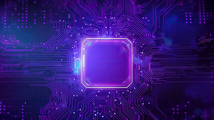 Wall Mural - futuristic purple neural network quantum cpu - by generative ai 