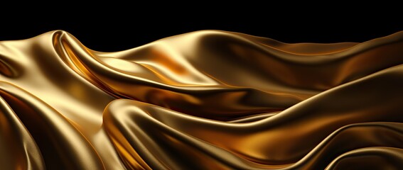 Abstract Background with 3D Wave Bright Gold Gradient Silk Fabric
