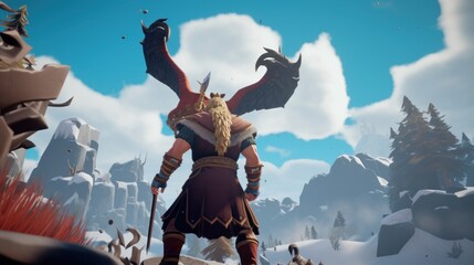 World inspired by Norse mythology, with fierce Vikings, epic battles, and divine creatures