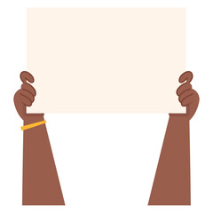 Isolated pair of hands holding an empty protest sign Vector