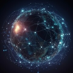 Poster - Global internet world technological network digital communication and global networking. generative ai
