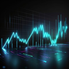 Poster - Digital graph chart for business on the stock market. Growth financing. generative AI