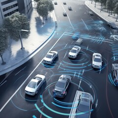 concept of an autonomous car sensor system for the safety of driverless mode car control. adaptive c