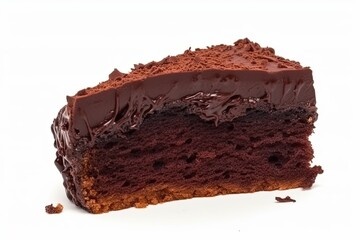 Sticker - delicious chocolate cake with a missing slice. Generative AI