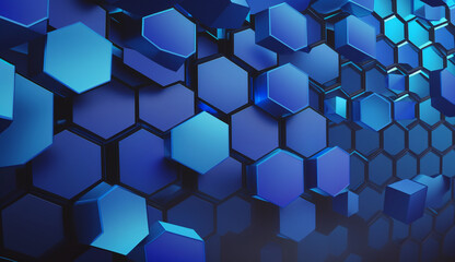 Vibrant Blue Shaded Geometric Elements in Dark Background Generative AI