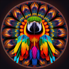 Wall Mural - Generative AI Mandala Parrot