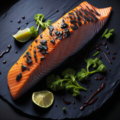 salmon fillet with lemon and herbs