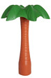 Toy plastic palm tree with green leaves and terracotta trunk on a transparent background png 