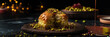 turkish baklava with sugar syrup made of fresh fresh puff pastry as wide banner with copyspace area - Generative AI