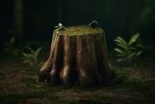 Illustration Of A Sprouting Tree Stump. Generative AI