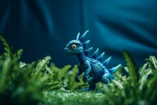 A Blue Creature Standing In Front Of A Green Backdrop. Generative AI