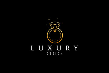 Wall Mural - luxury gold diamond ring for jewelry logo design