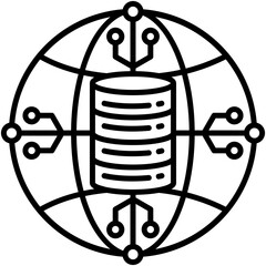 Fototapete - Big data Icon. Cloud Database Symbol. Line Icon Vector Stock