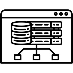 Fototapete - Database app Icon. Big Data Technology Symbol. Line Icon Vector Stock