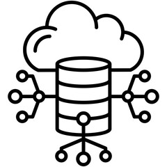 Fototapete - Big data Icon. Cloud Database Symbol. Line Icon Vector Stock