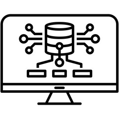 Fototapete - Database app Icon. Big Data Technology Symbol. Line Icon Vector Stock