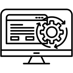 Fototapete - Automation software Icon. Data Center System Symbol. Line Icon Vector Stock
