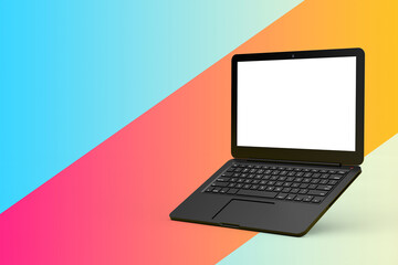 Leinwandbilder - Modern Laptop Computer Notebook with Blank Screen for Your Design. 3d Rendering