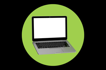 Poster - Modern Mockup Laptop Computer Notebook with Blank Screen for Your Design. 3d Rendering
