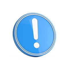 Poster - exclamation mark icon in blue circle button. 3d rendering