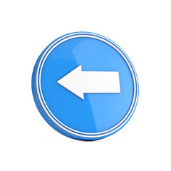 Leinwandbilder - Left Direction Arrow Icon in Blue Circle Button. 3d Rendering