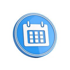 Fototapete - Calendar Icon in Blue Circle Button. 3d Rendering