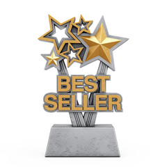 Wall Mural - Golden Best Seller Business Award Trophy. 3d Rendering