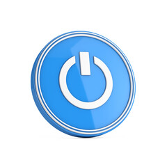 Leinwandbilder - On Off Power Icon in Blue Circle Button. 3d Rendering