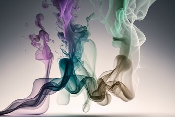 Canvas Print - Abstract background of colored smokes on a gray background, created with Generative Ai Technology