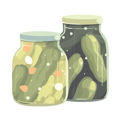 Wall Mural - pickled cucumbers marinated vegetables in jar